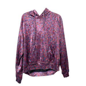 LILI SIDONIO‎ velvet Printed Hoodie top Size M boho